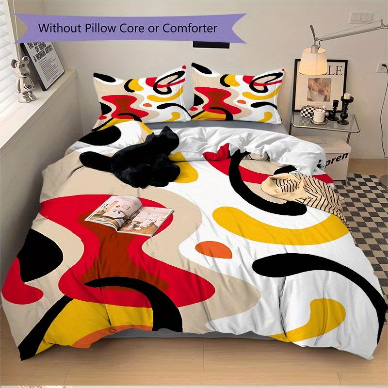 3pcs Abstract Art Print Bedding Set, Ideal for Home Use, Suitable for Bedroom Decor (1*Duvet Cover + 1/2*Pillowcases, No Core) Yy250821212