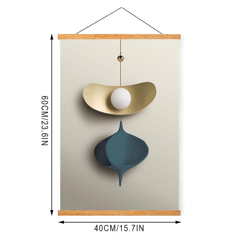 Magnetisches hängendes Gemälde mit geometrischen Bildern, dekoratives Gemälde, Scroll-Fotobild mit solidem Poster-Clip, Wanddekoration