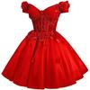 Evening Dress Women's 1011 New One-word Shoulder Celebrity Temperament Host Dress Piano Vocal Art Test Skirt