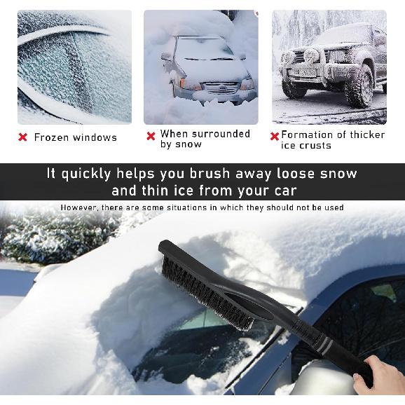 Car Snow Brush and Ice Scraper, Multi-Functional Detachable Snow Brush with Foam Grip, Ice Snow Removal Cleaning Tool for Car Windshield Window,