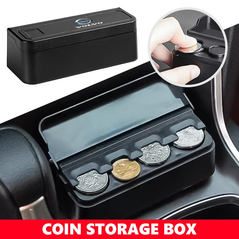 For Volvo Plastics Car Coin Organizer Case Loose Change Money Storage Box V60 V90 S60 S80 S90 C30 XC40 XC60 XC70 XC90 V40