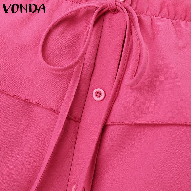 VONDA Dámské letní šaty s odhalenými rameny, jednobarevné, s volánky, s krátkým rukávem, áčkového střihu