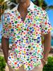A New Summer Men'S Stylish Casual Short-Sleeve Shirt Featuring Trendy Colorful Polka Dot Prints, Perfect for Young Adults Looking for a Loose-Fitting