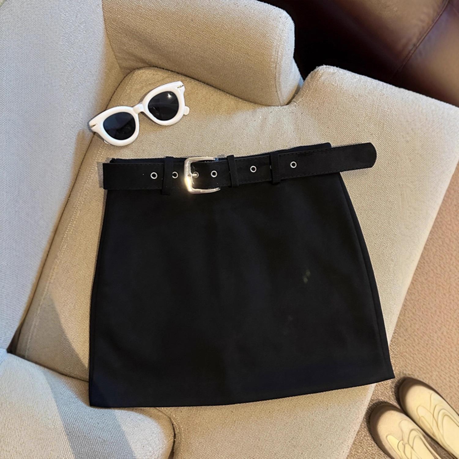 2025 Autumn/Winter Korean Style High-Waisted Plus Size Retro Mini Skirt XXXL чёрный