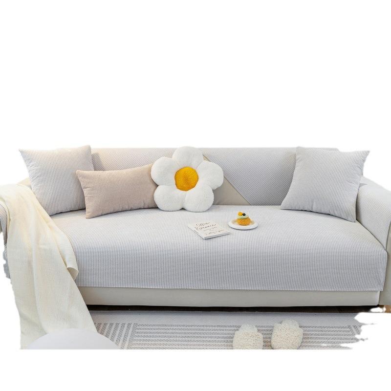 Soffkudde Fyrårstider Universell Chenille Enfärgad Sittskydd Modern Enkel Halkfri Soffskydd Handduk Ryggstödshandduk
