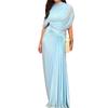 Women's clothing, new spring models in Europe and America, fashionable stand-up collar waist pleated elegant dress dress