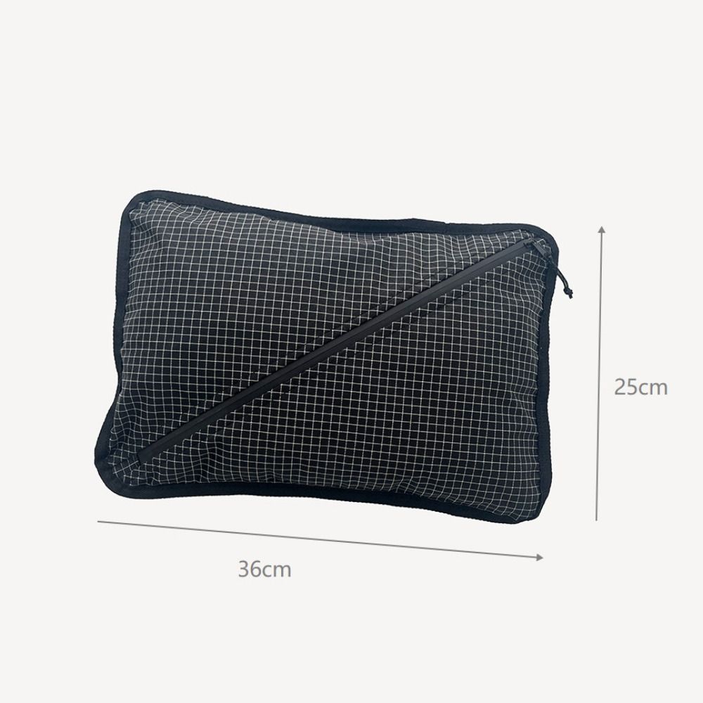 Grid Pattern Pillow Storage Bag 2-in-1 Camping Headrest Durable Travel Pouch Camping Sleep
