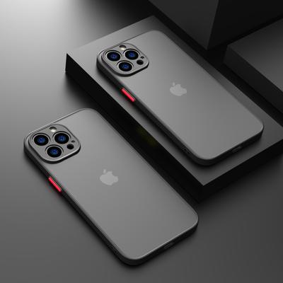 Luxe Siliconen Mat Transparante Hoes Voor Iphone 12 11 13 14 Pro Max Mini X Xs Xr 7 8 Plus Se Schokbestendig Kleurcontrast Cover