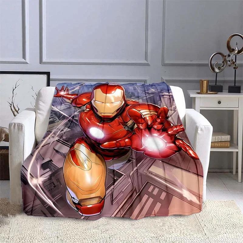 Iron Man Printed Blanket Children Adult Blanket Soft and Warm Bedding for Bed Sofa Outdoor Travel Cover Blanket
