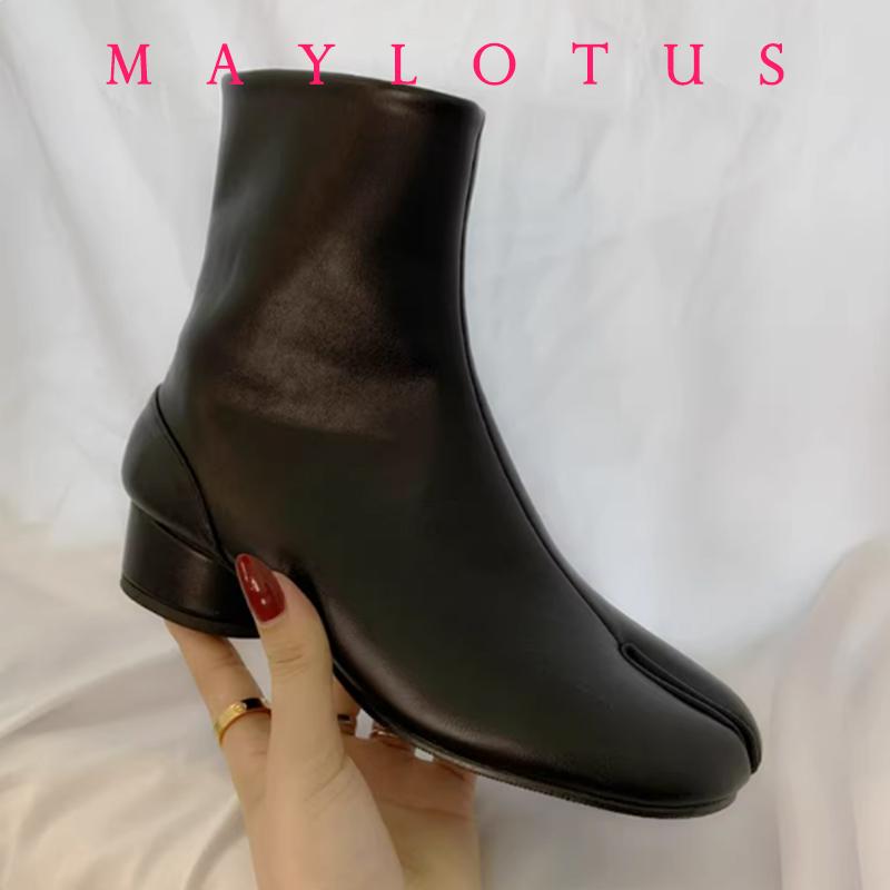 

Модные ботинки таби с раздельным носком, ботинки челси, обувь таби, высокие кожаные ботинки, туфли на подкове, каблуки 3/6/8 см, женская обувь на толстой подошве 37