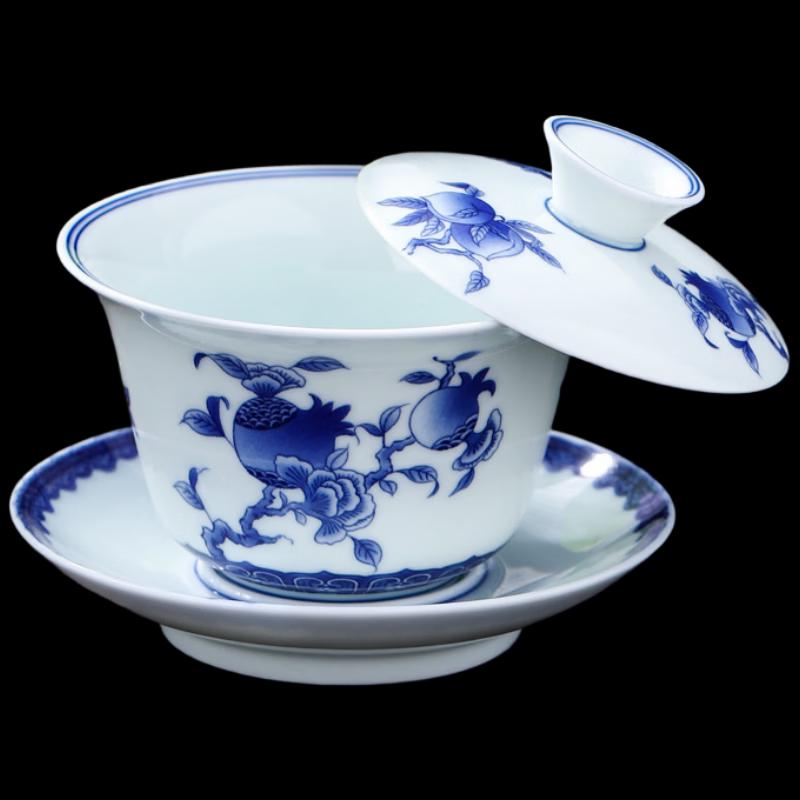 Qinghua Porcelain Gaiwan Tea Bowl with Lid