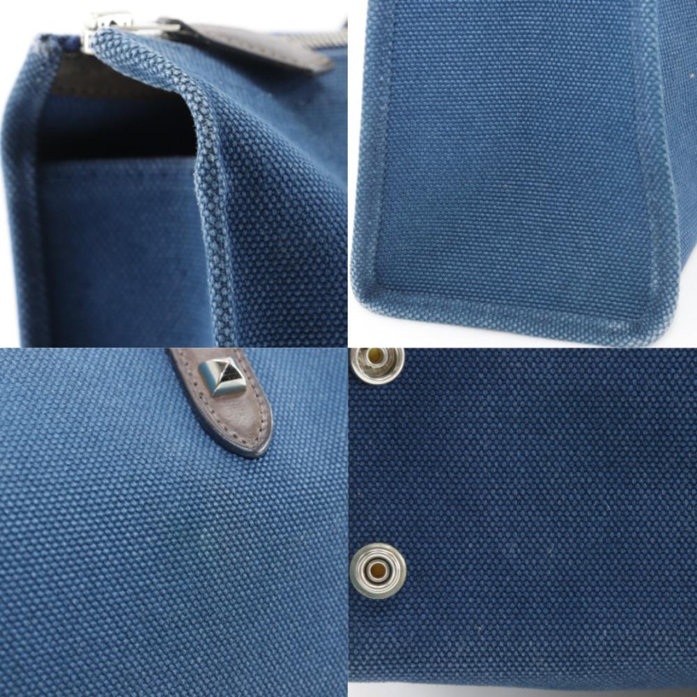 Hermes Kavasmira PM Handbag MedorHardware Navy Blue Canvas Unisex Used