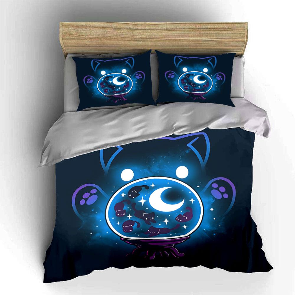Cat Crystal Ball Decor Set Soft Comfortable Duvet Cover Bedding Set Included 1*Duvet Cover & 2*Pillowcases, Gift