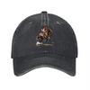 Bestickte gewaschene Baumwoll-Baseballkappe mit Reiter auf Pferd, klassisch schwarz, verstellbare Kappe für Unisex und Damen, lässiger Outdoor-Stil
