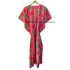 Women Cotton Summer Red Sleepwear Tibetan Tiger Print Long Maxi Caftan Dress CKFTN-SCRN-FULL-BUYIT-106