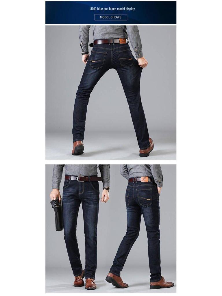 Men's Mid-Waist Stretch Jeans: Spring-Autumn Casual, Versatile, Large Sizes