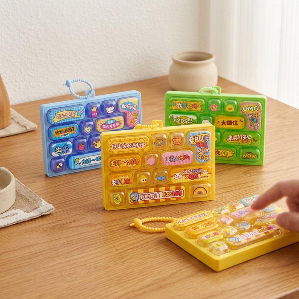 Cartoon Mechanical Keyboard Fidget Toy Plastic Fingertip Button Keyring Birthday Gift