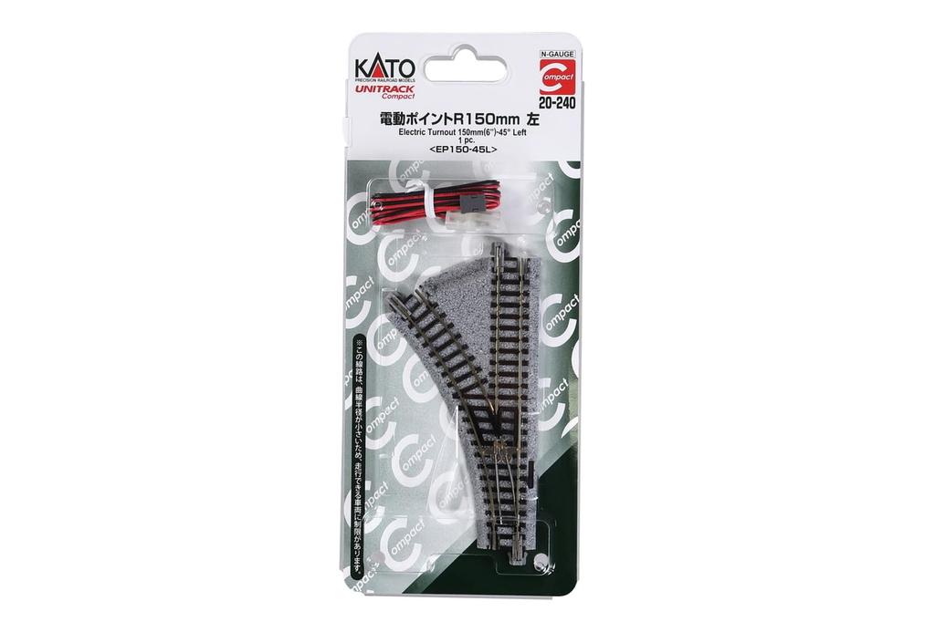 KATO N Gauge Unitrack Compact Electric Points R150-45° Left 20-240 Model Train Supplies