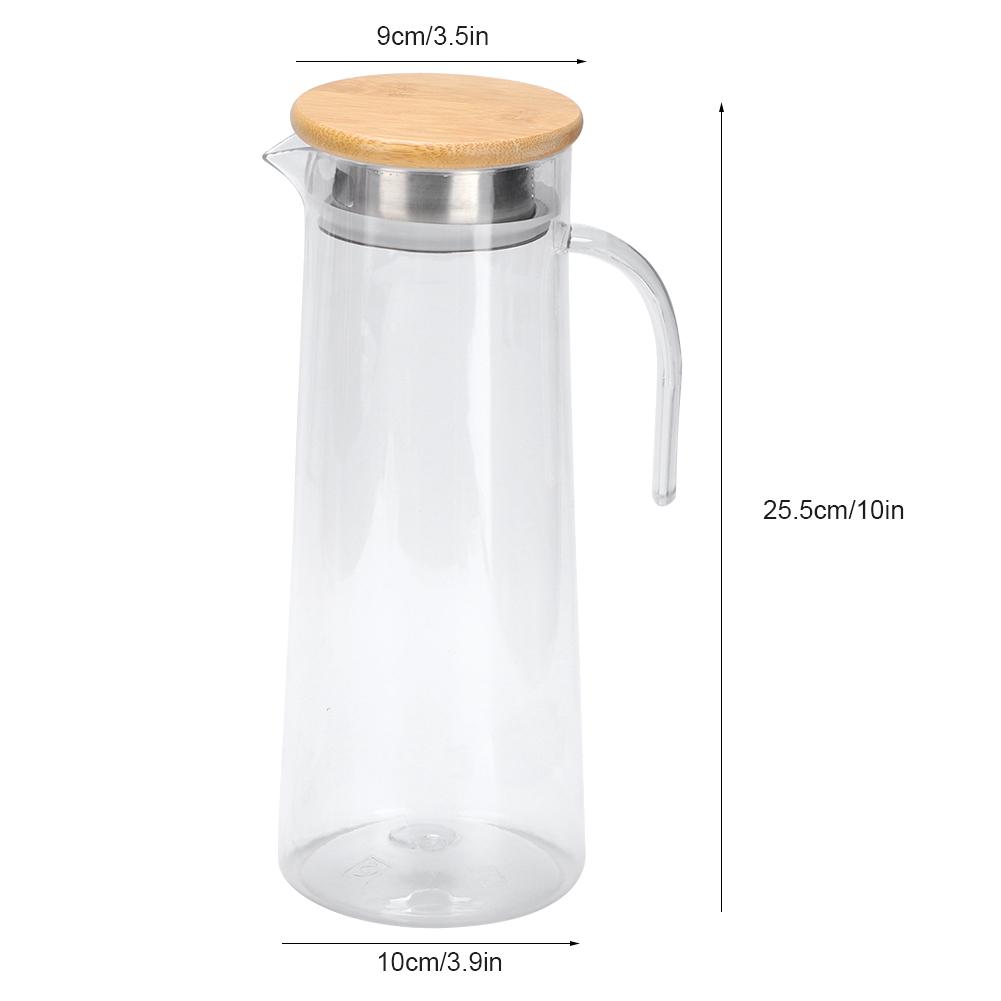 1.2L Acrylic Transparent Juice Bottle Cold Water Pitcher Jug for Bar Home UseBamboo Lid