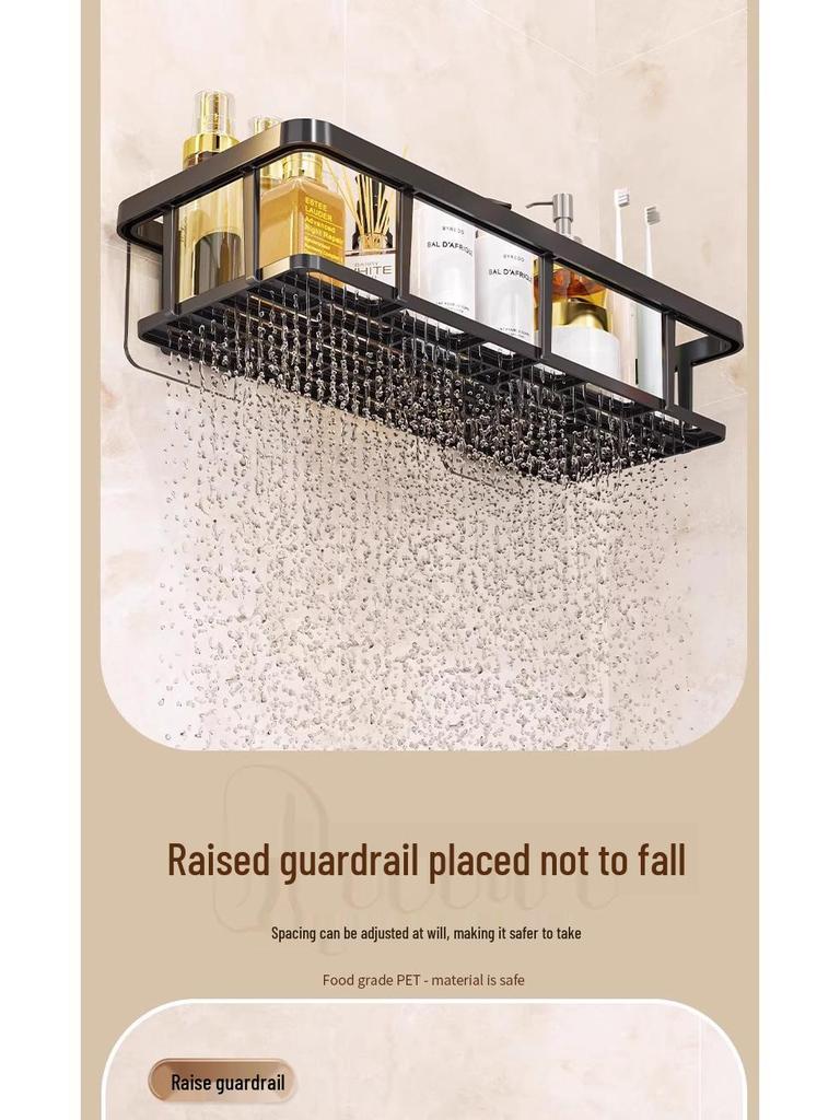 No-Drill Wall-Mounted Bathroom Storage Rack for Dormitories