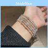 Geometric Silver Copper Bangle With Rhinestone Embellishments For Fashion Women