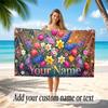 Floral Garden Theme Soft Beach Towel Personalized Custom Name Text Towel Portable for Beach Pool Travel