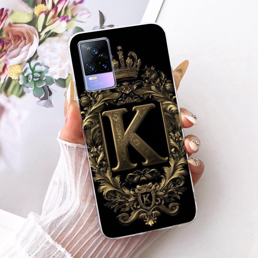 For Vivo V21e V2061 Y73 2021 Case Initial Letter Silicone Protective Soft Back Cover Case For VivoV21e 5G Case V2055 Phone Funda