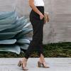 Women Pants Solid Color Ankle Tied Autumn Winter Elastic Waist Side Pockets Trousers Streetwear