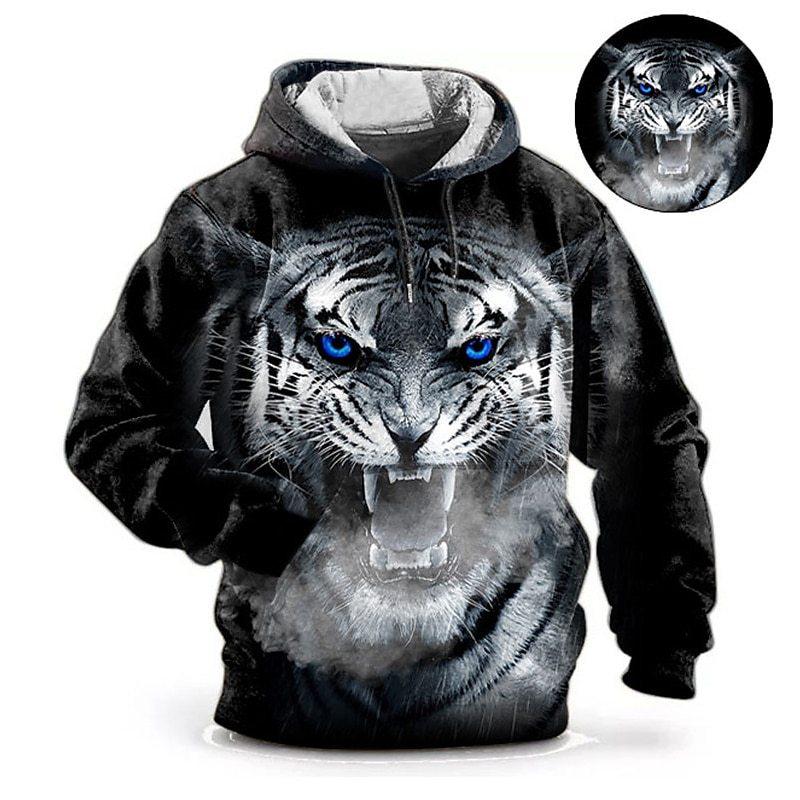 Sweat à capuche imprimé animal pour homme Mode Haut polyvalent Sweats à capuche amples Sweats Homme