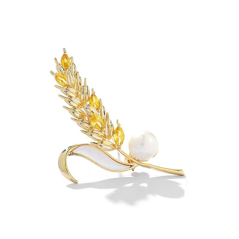 Japanese and Korean Pearl Wheat Ear Brooch, Women's Design Sense, Elegant Brooch Accessory, Exquisite Suit, Suit Corsage
