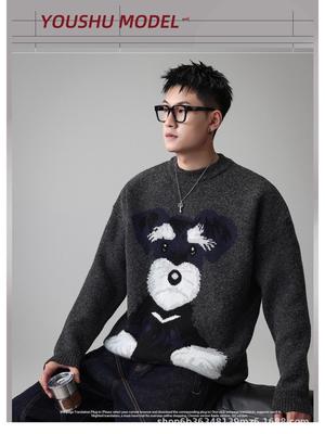 Trendy American Men's Round Neck Sweater: Autumn/Winter 2025 Soft & Thick Knitwear