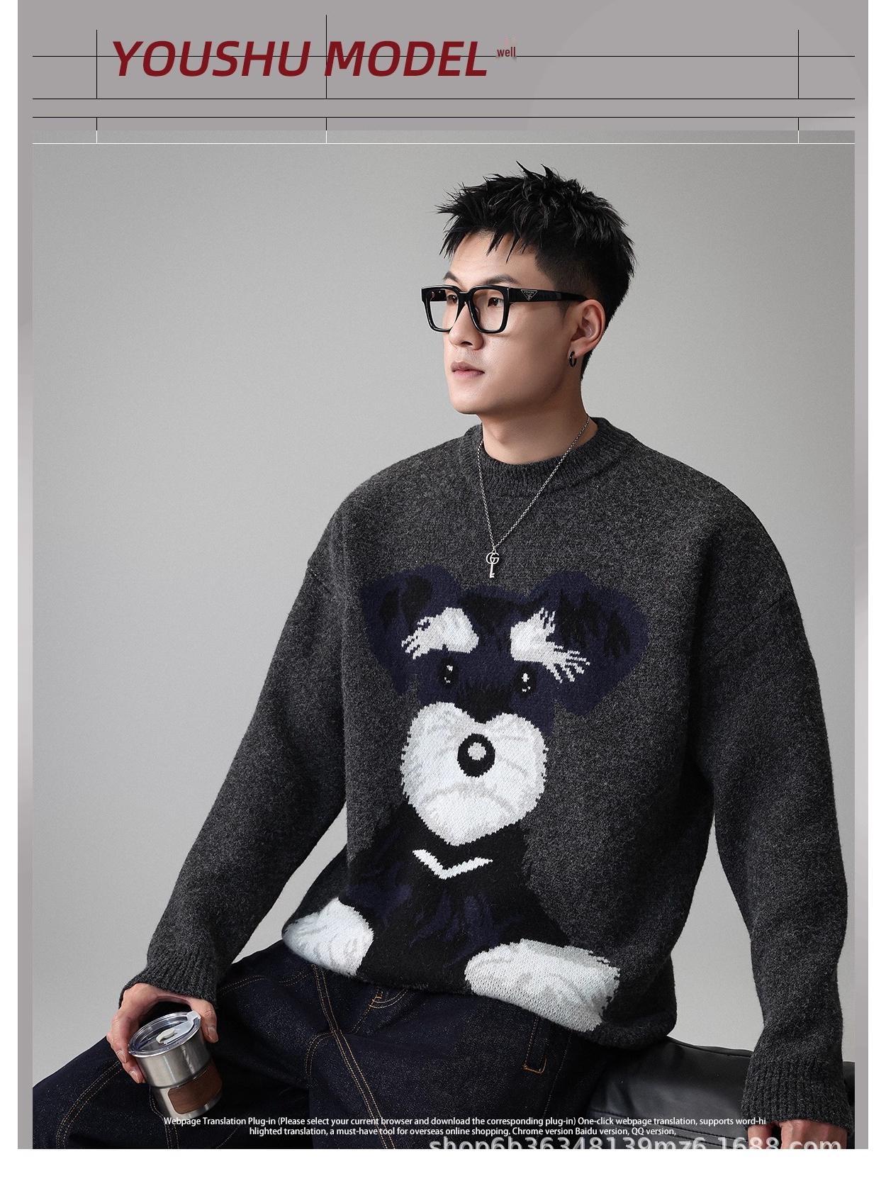 Trendy American Men s Round Neck Sweater: Autumn/Winter 2025 Soft & Thick Knitwear XL светло-серый
