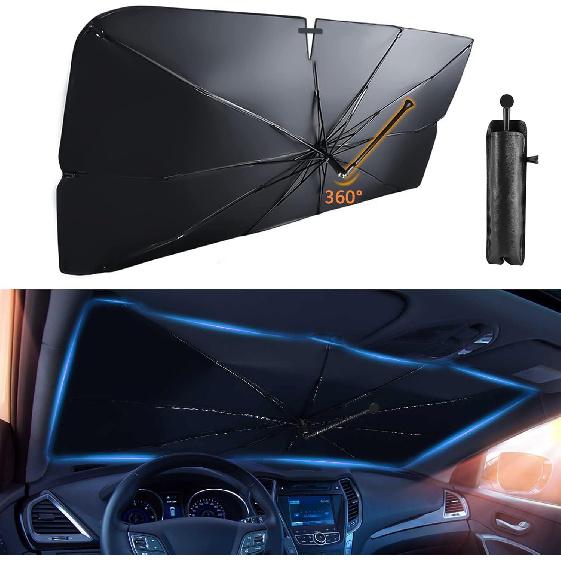 Car Windshield Sun Shade Umbrella For Most Vehicles, 2025 Upgraded Sunshade Cars Windshield Umbrella With 360° Bendable Handle For Protect Car