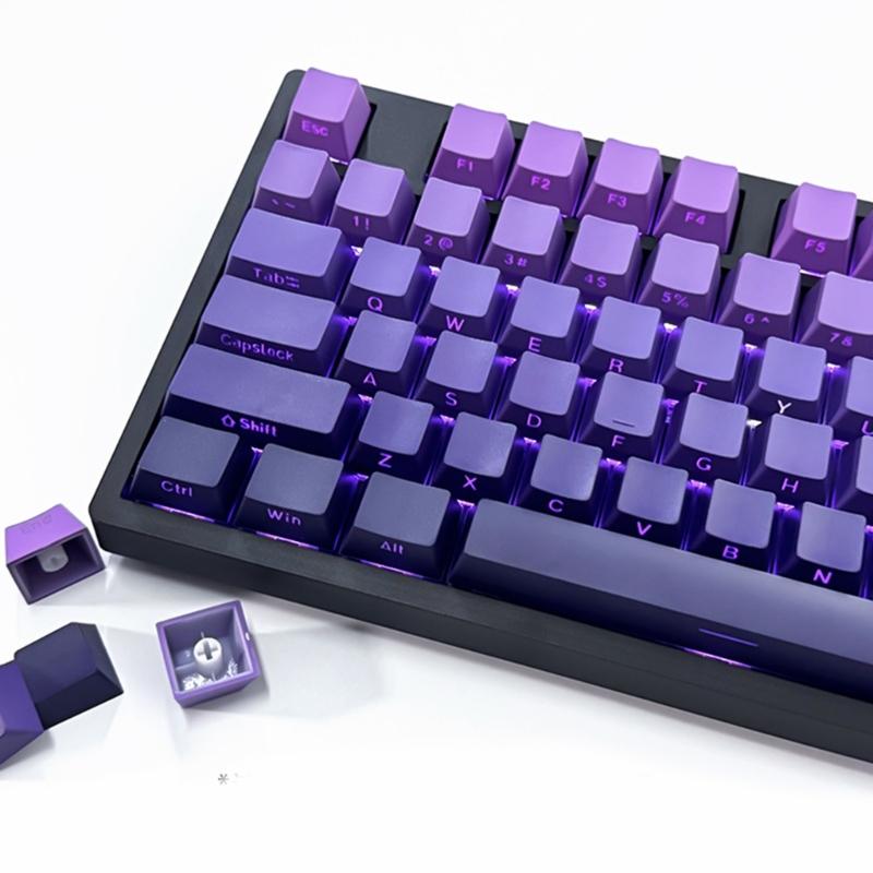 134Keys Keycaps Customs Purplee Gradients Keycap Set Side Print Backlit Key Keycaps for Mechanical Keyboards