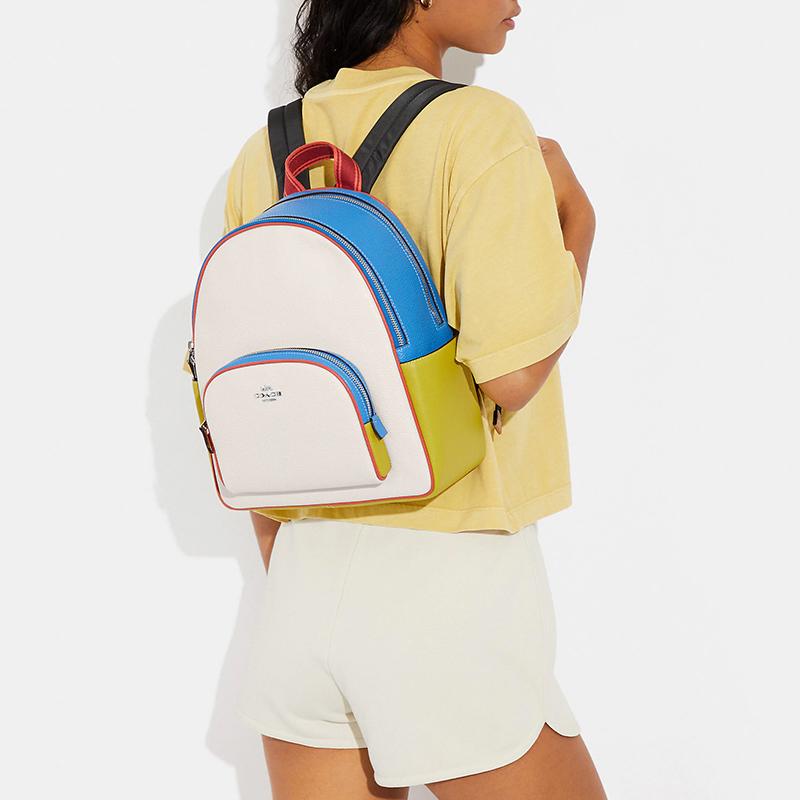 New COACH Court Leather Backpack Regular Women's White CJ597-SVCAH