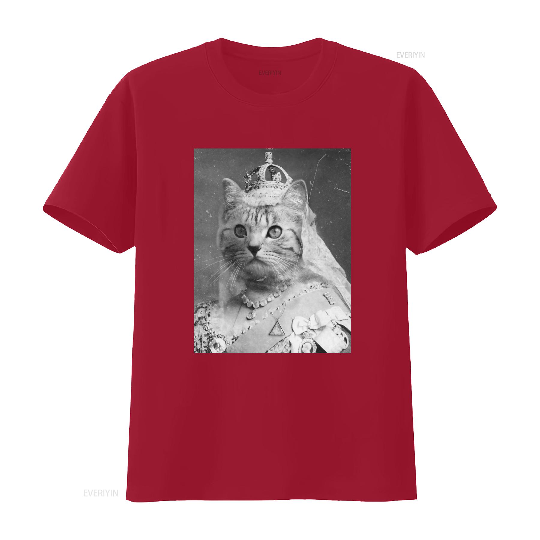 

Cat Queen Kitten Meow Funny Cool T Shirt for Royal Print Design vintage Washed Versatile Casual Soft Breathable Unisex homme S