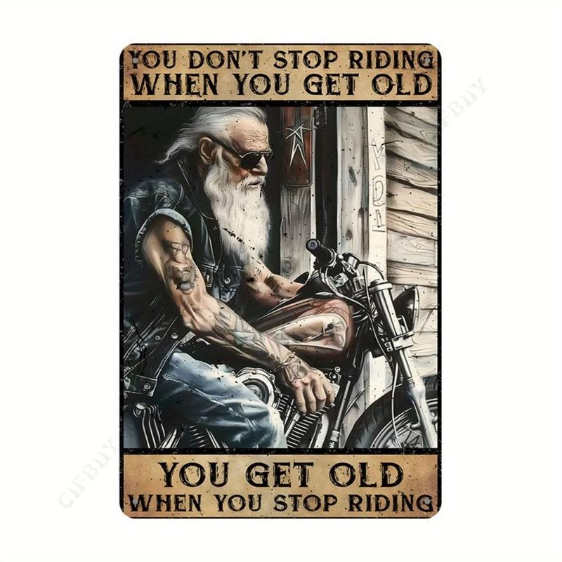 Motorcycle Metal Wall Sign, Garage Bar Decor 20x30cm