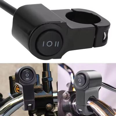 22mm 7/8in Aluminum Alloy Universal Motorcycle Handlebar Headlight Switch Three-position Waterproof Switch 12V Fog Spotlight Ret