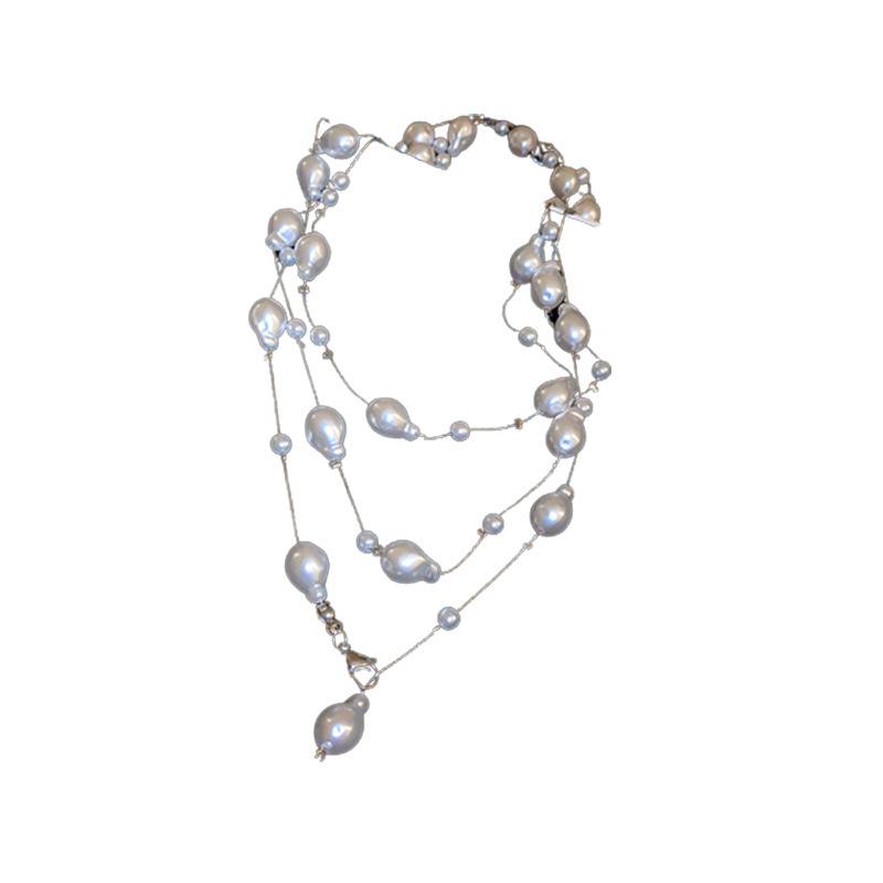Irregular Long Pearl Necklace French Light Luxury Temperament Sweater Chain Niche Simple High Sense Necklace Women