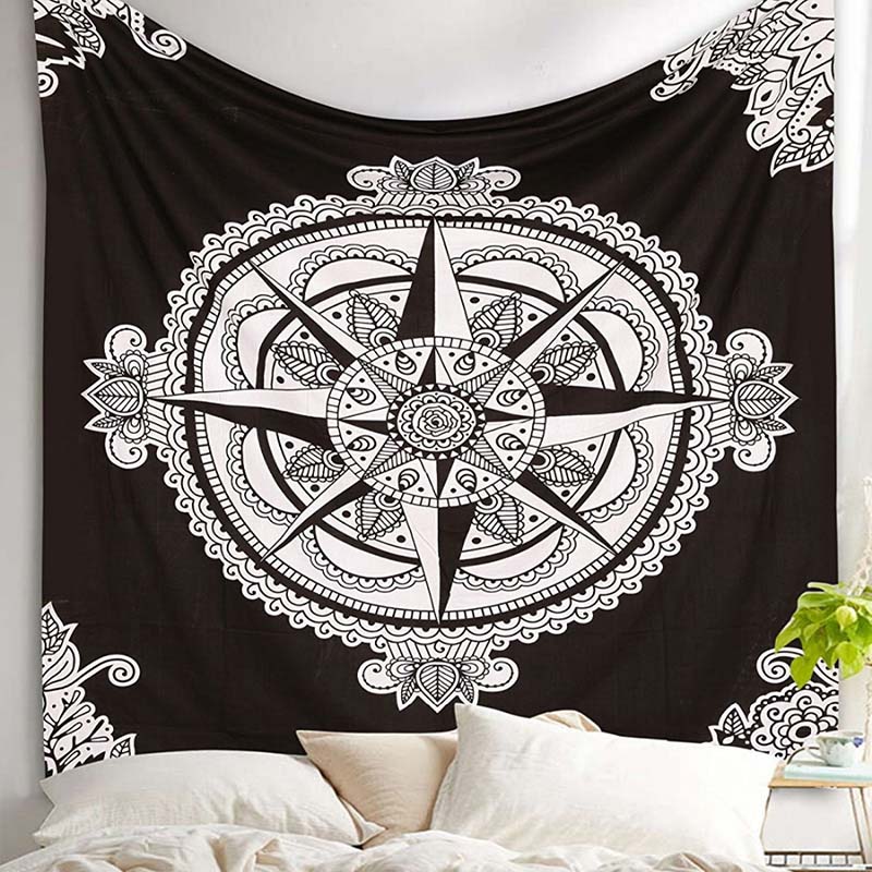 150x150cm Mandala Print Tapestry Wall Hanging Carpet Throw Yoga Beach Mat Blanket Large Sleeping Pad Wall Art Tapestry Decor