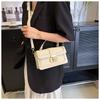 A Niche Luxury Single Shoulder Diagonal Small Square Bag with High-end Texture  Solid Color Handheld Box Bag