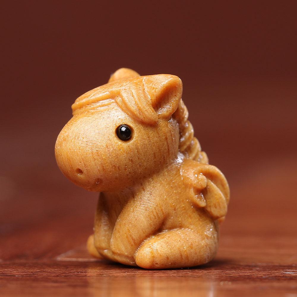 Barbie Sandalwood Zodiac Animal Bead Pendant Accessories: Cute Guardian Beasts in Cartoon Style