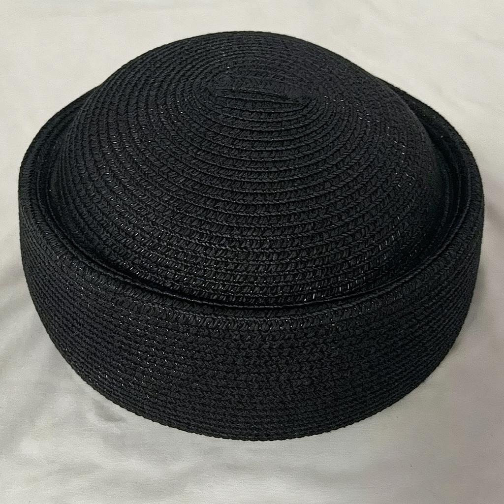 Women Vacation Straw Pillbox Hat Beret Style Round Crown Lightweight Breathable Summer Headwear for Outdoor Activities Travel