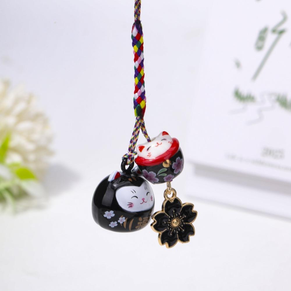 Cute Lucky Cat Pendant Fantastic Phone Strap Personality Maneki Neko Key Chain  Girls