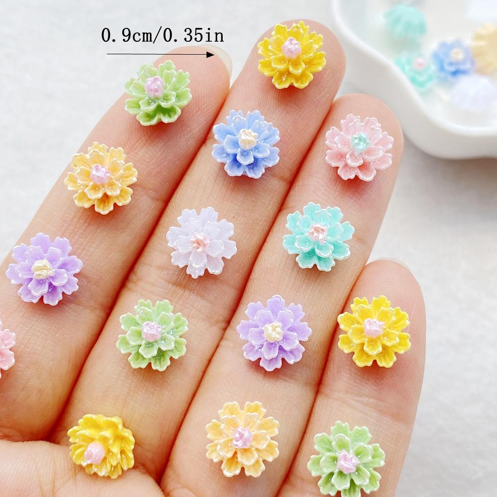 

50Pcs 10mm Resin 3D Colorful carnation Gems Flatback Figurines Scrapbook Wedding Applique Home Decor Crafts