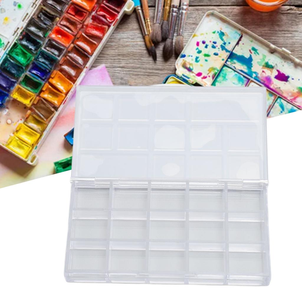 2pcs 15 Grids Transparent Paint Box Clear Plastic Painting Pigment Box Portable Leakproof Watercolor Palettes Box for Artists Students Kids