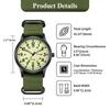 JEWELRYWE Men's Military Watch Nylon Strap Waterproof Luminous Analog Calendar 12/24 Hour Quartz Green Stylish Sports Accessory
