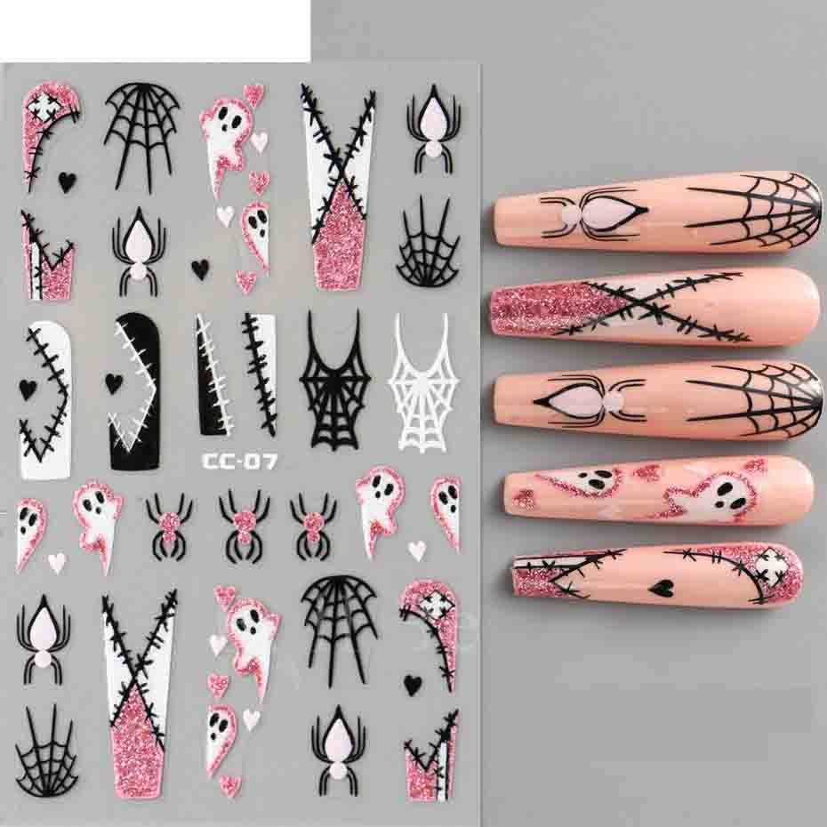

Наклейки для ногтей «Паук на Хэллоуин» Цветочные растения Наклейки для дизайна ногтей Цветочные листочки Весенние слайдеры Маникюрный декор Череп Сердце
