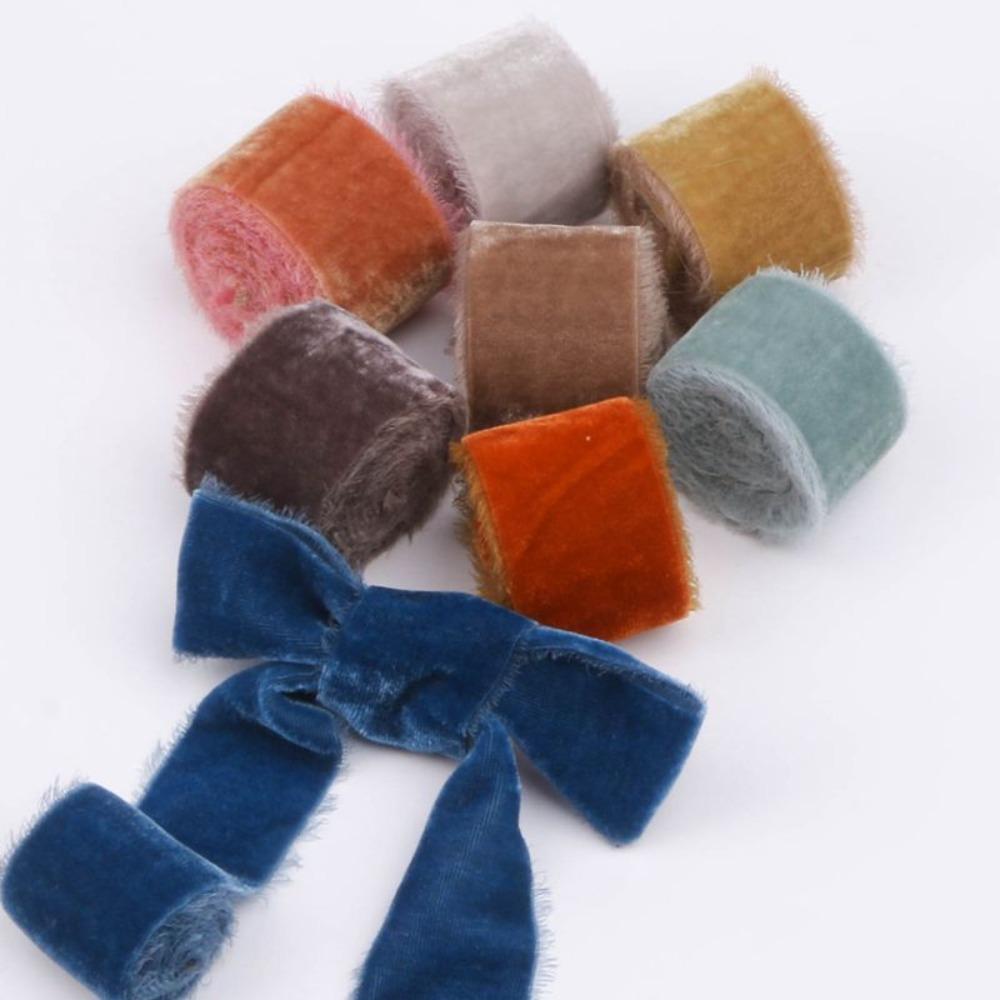 1 Meter Velvet Ribbon Velvet Thickening Ribbon Frayed Edged Ribbons Frayed Edge Gift Packing Ribbon Christmas Party Decorations
