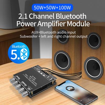 ZK-TB21 Bluetooth 5.0 Subwoofer Amplifier Board 50W*2+100W 2.1 Channel Power Audio Stereo Bass AMP TPA3116D2 Amplifiers Board
